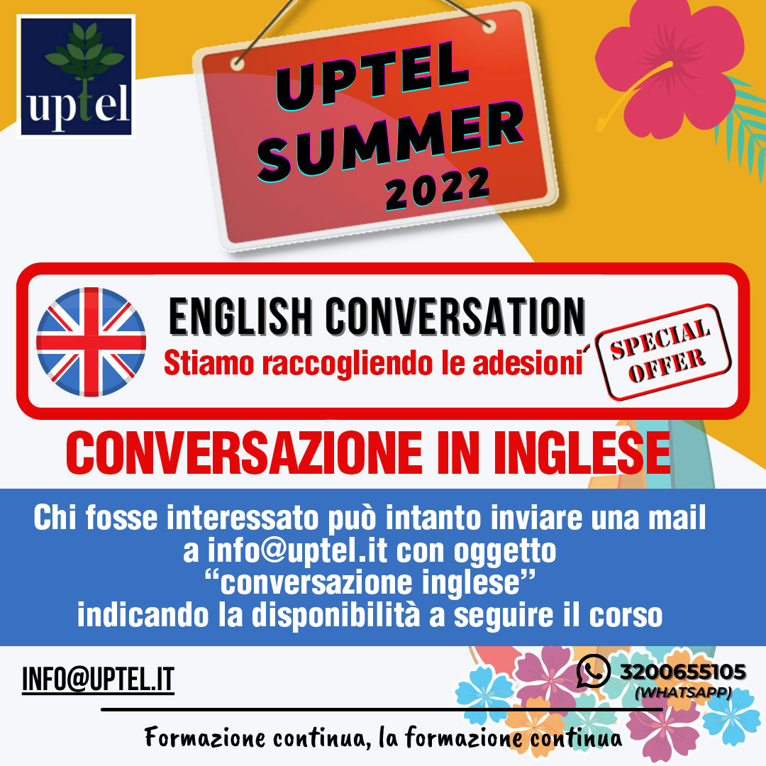 Uptel Summer edition 2022 – Preiscrizioni per corsi estivi di conversazione in inglese