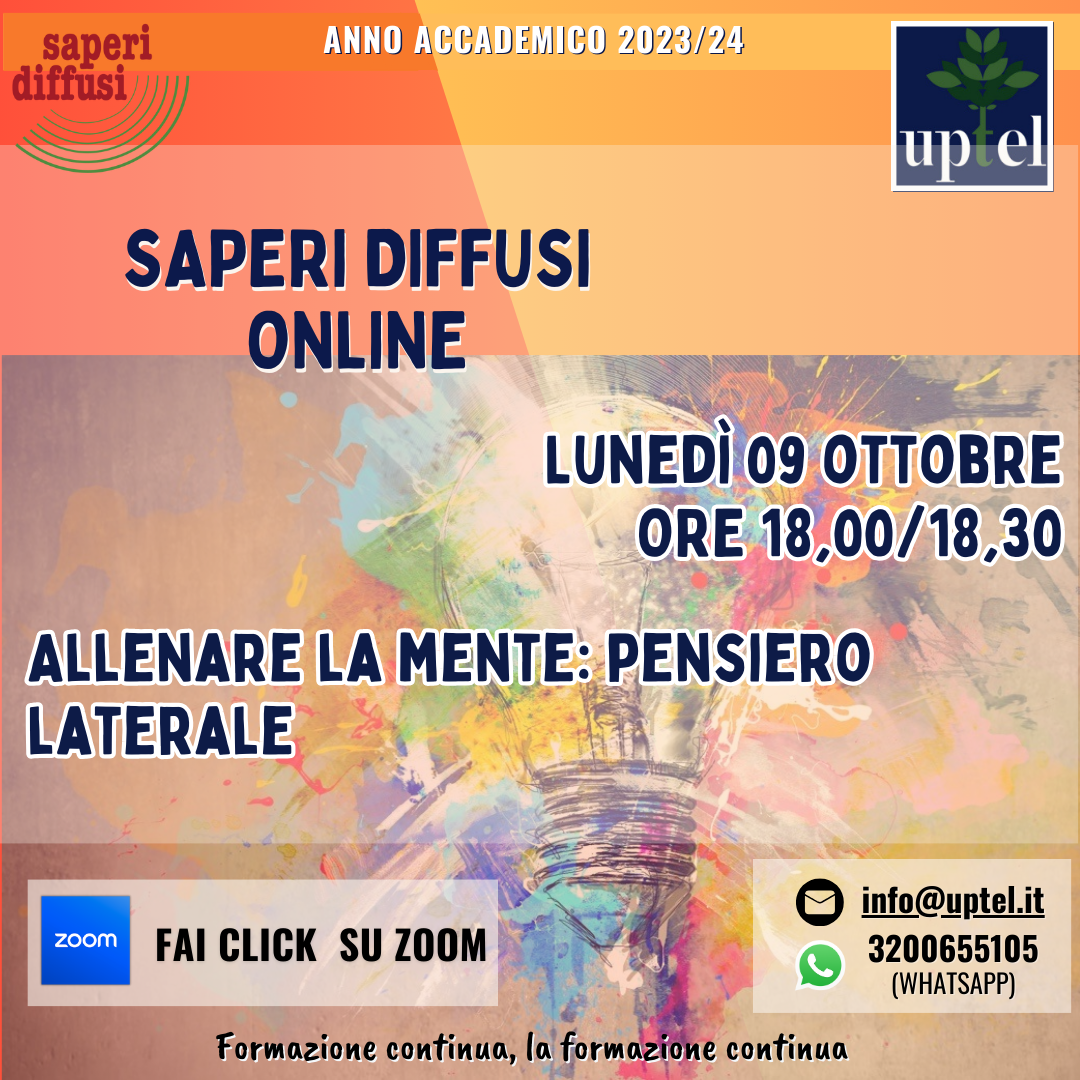 Saperi diffusi – Appuntamenti dal 09 al 14 ottobre