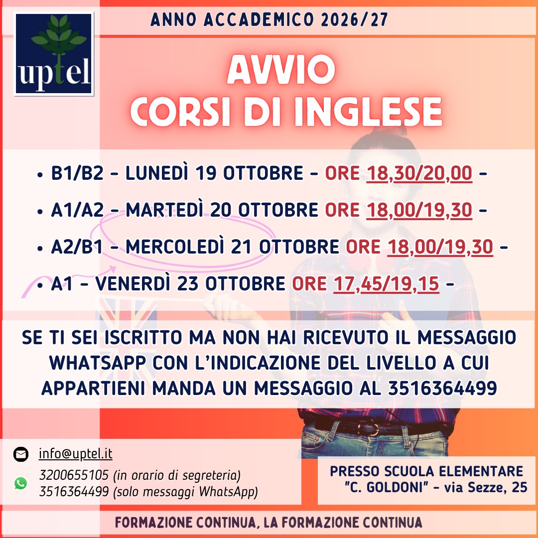 Avvio corsi di inglese